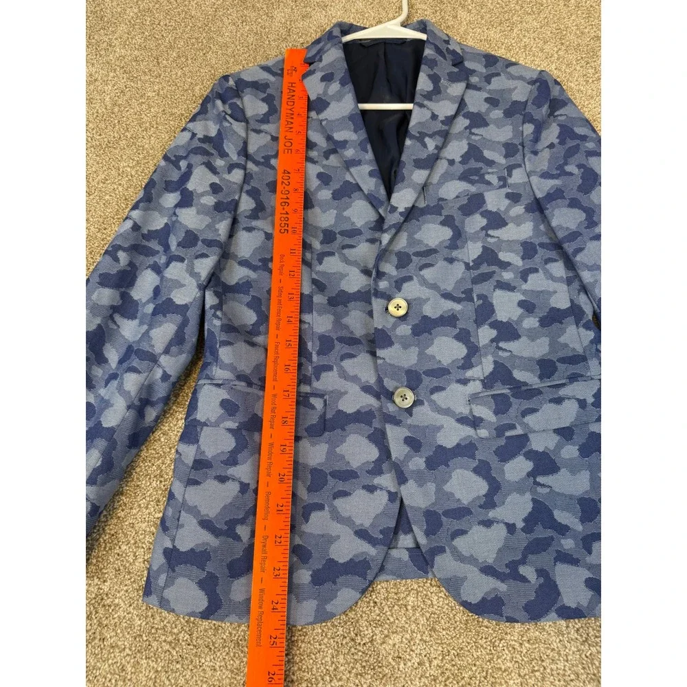 Lauren Ralph Lauren Boys Blue Camouflage‎ Blazer Jacket 14R Camo Jacquard 14